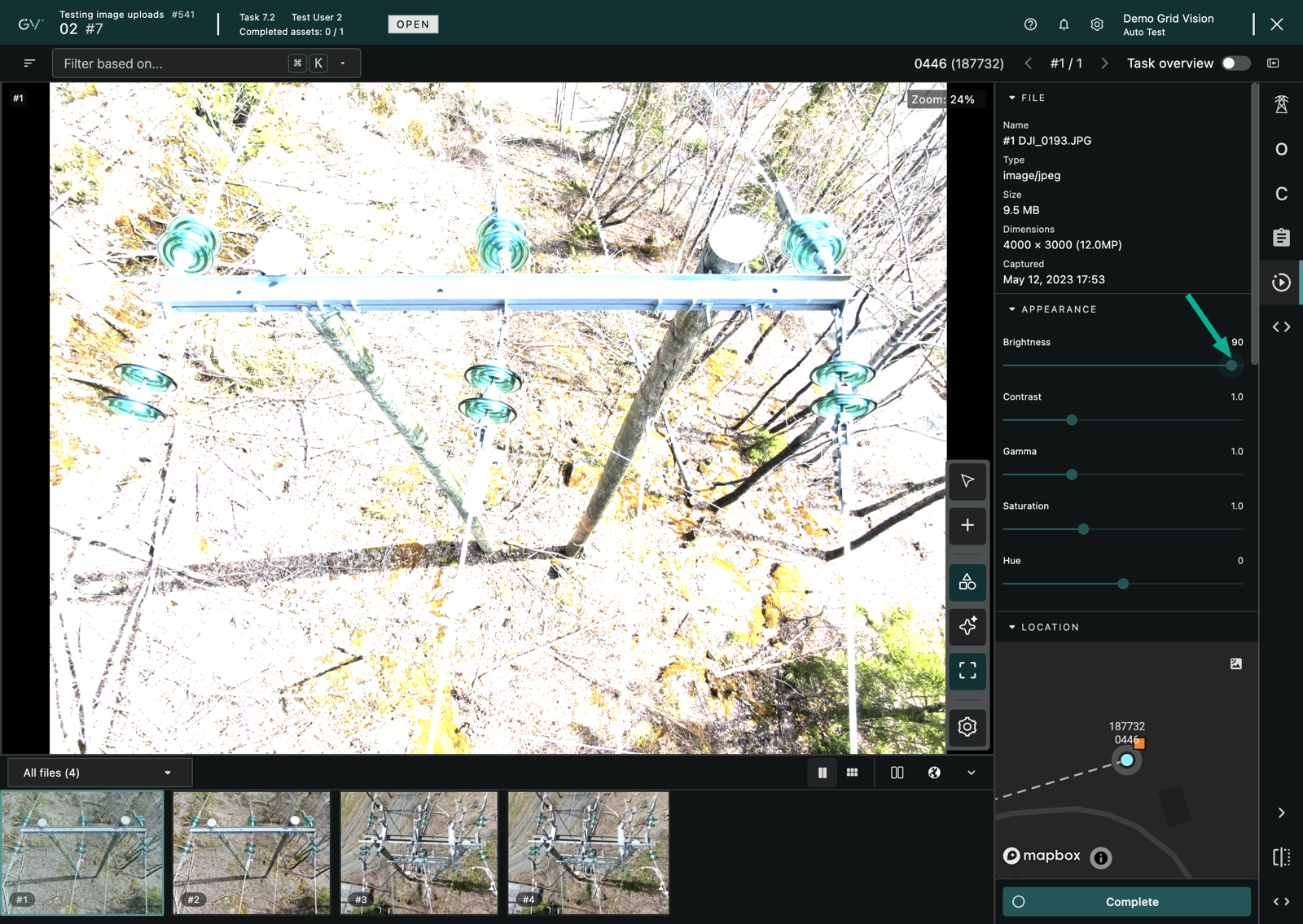 The image appearance controls in the File details tab, with a slider mid-drag