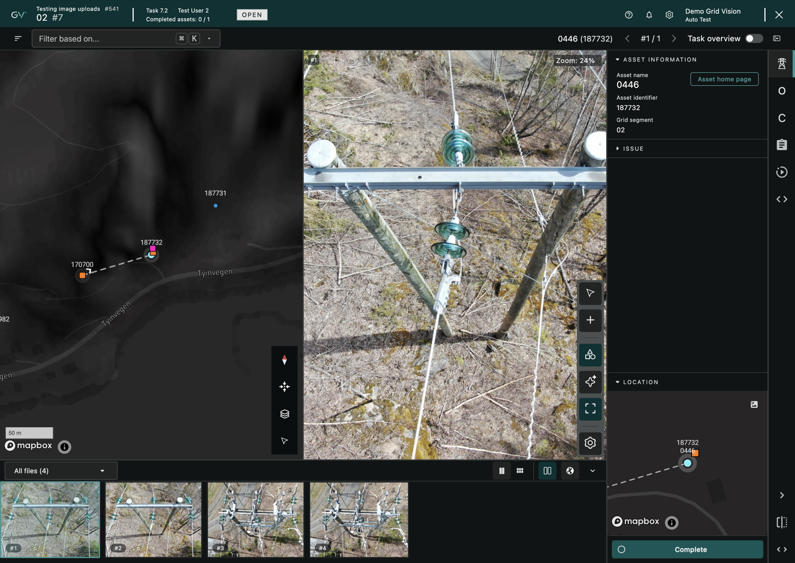 Inspect in split view, the editable image viewer beside the map in the companion view